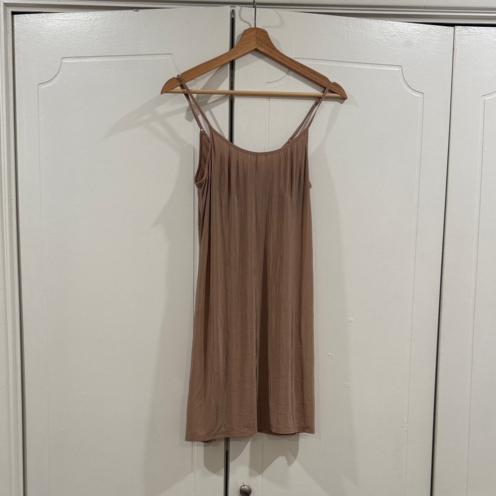 Brownish Pink Sleeveless Lined Slip Dress